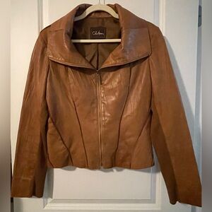 Cole Haan Womens  Classic Butter Leather Jacket, Brown Buttery Soft